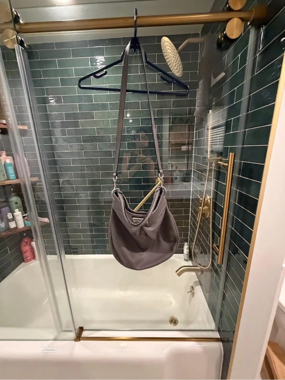 Authentic Marc Jacobs Grey Pebbled Leather Hobo Bag - Silver Hardware